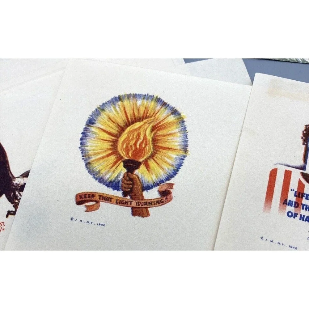 Vintage WW2 homefront stationery Jacques Minkus Patriotic Paper 1942 illustrated